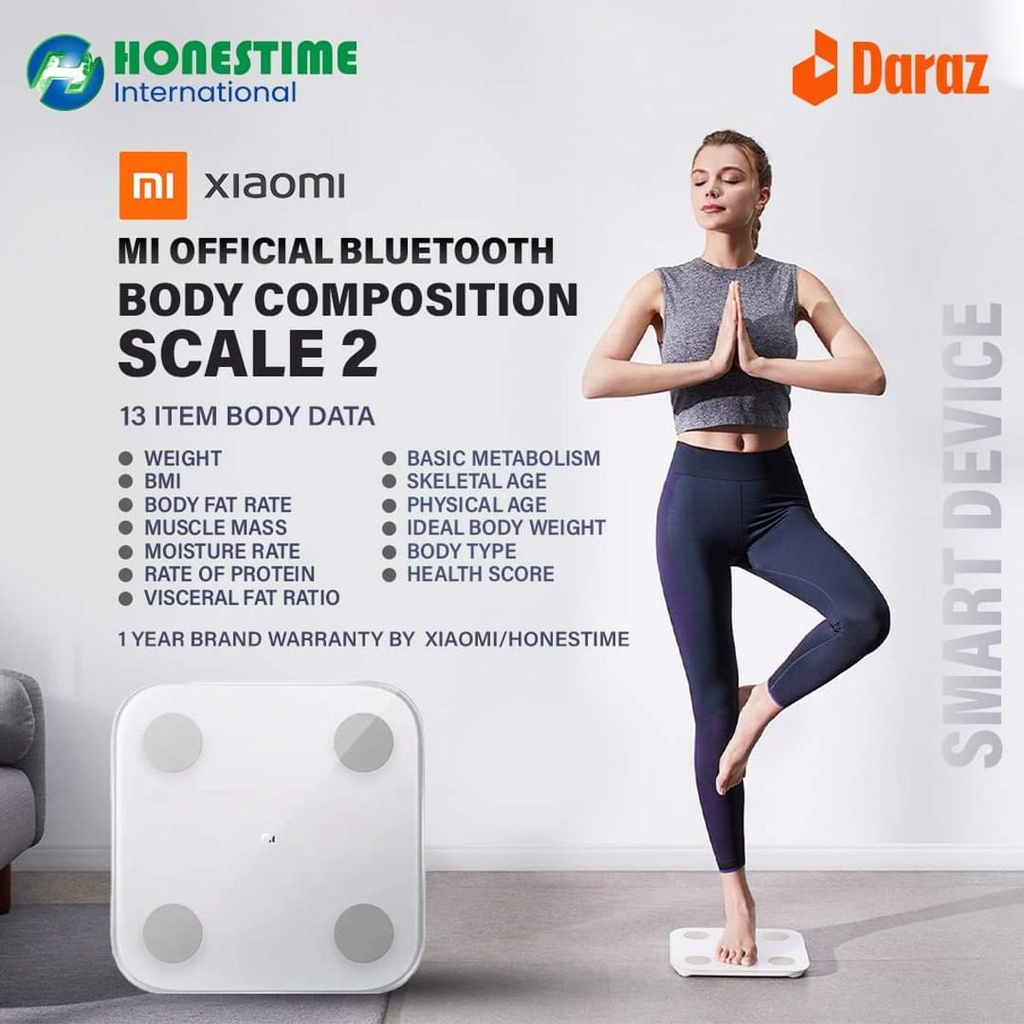 Xiaomi Mi Official Bluetooth Body Composition Scale 2 Smart BMI Scale With App Control  1 Year Brand Warranty by Xiaomi/Honestime