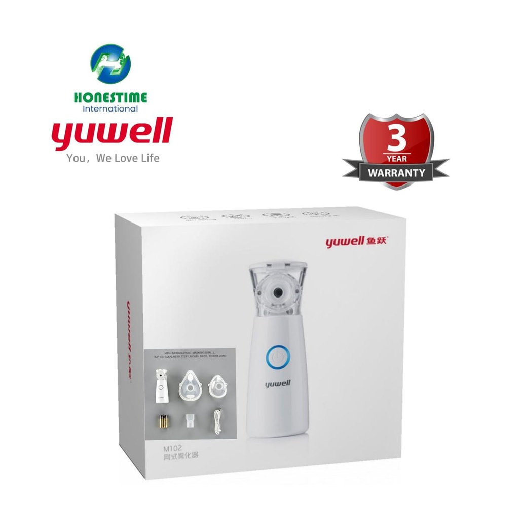 yuwell M102 Portable Steam Atomized Rechargeable Mesh Nebulizer | 3 Years full Replacement warranty by Honestime