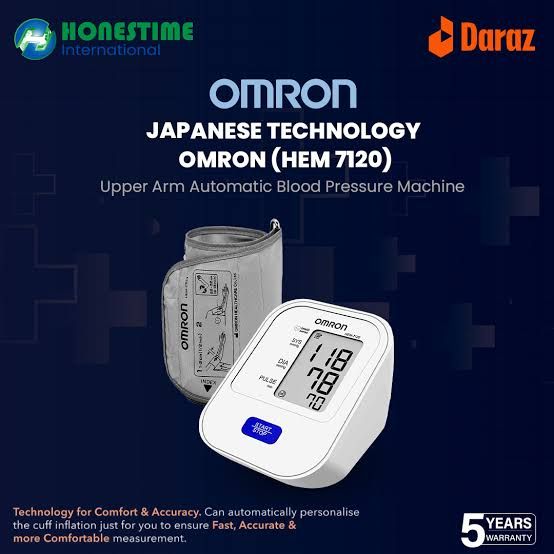 OMRON - HEM 7120 - Upper Arm Automatic Blood Pressure Machine Basic  5 Year Brand Warranty by Omron - Honestime