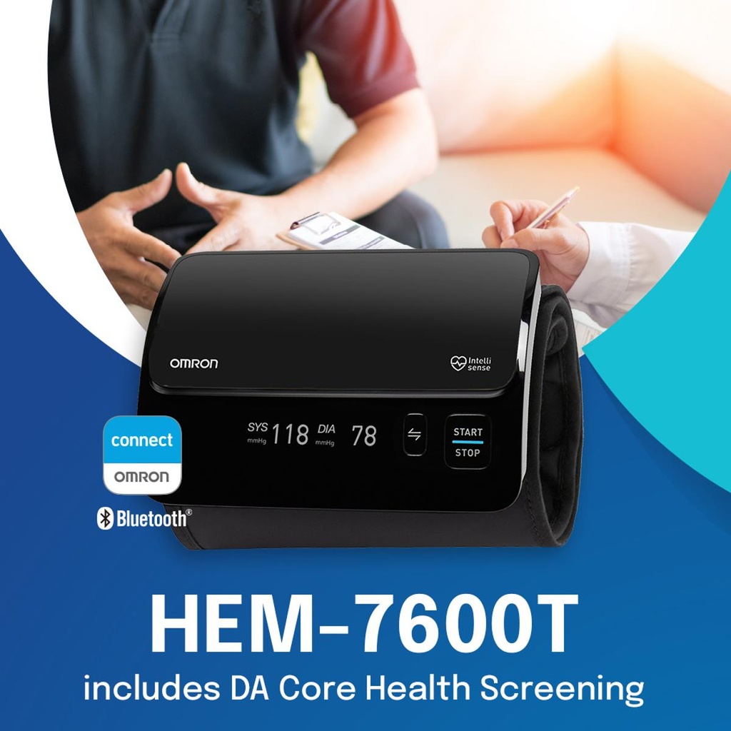 Omron Hem7600T Tubeless Blood Pressure Monitor Bluetooth Blood Pressure Machine |  / Honestime Tubeless 360° Accurate Digital BP Machine With Intellisense Technology Intelli Wrap Cuff Black
