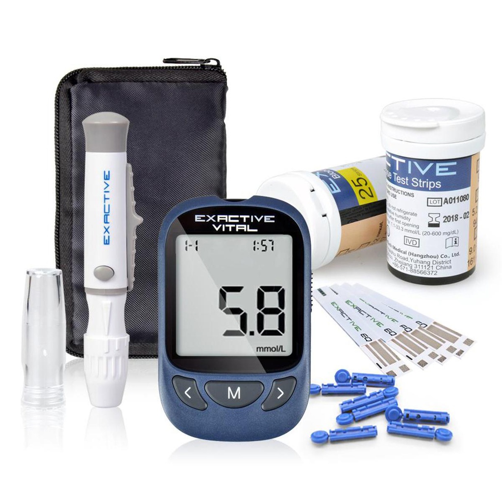 USA EXACTIVE VITAL GLUCOSE METER Honstime with 10 Free Strips - USA's Best Blood Sugar Glucometer with 5 Years Full Replacement Warranty