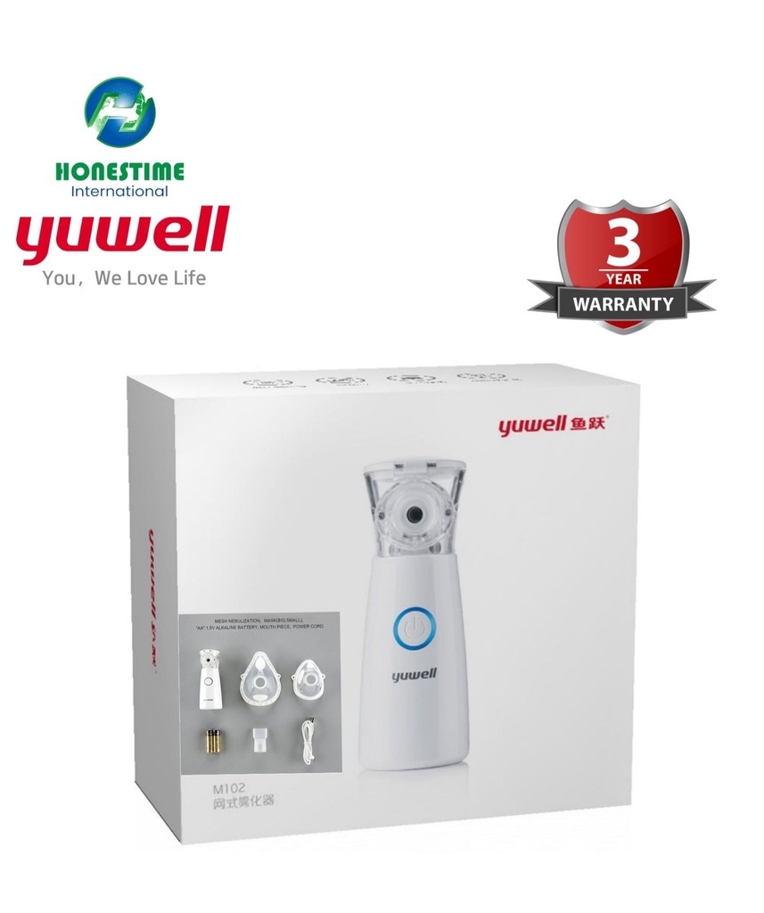 yuwell M102 Portable Steam Atomized Mesh Nebulizer | 3 Years full Replacement warranty by Honestime