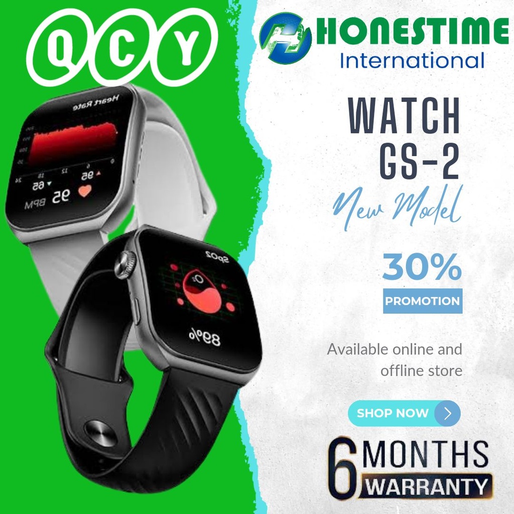 QCY Smart Watch GS2 AMOLED Calling Smartwatch by Honestime International