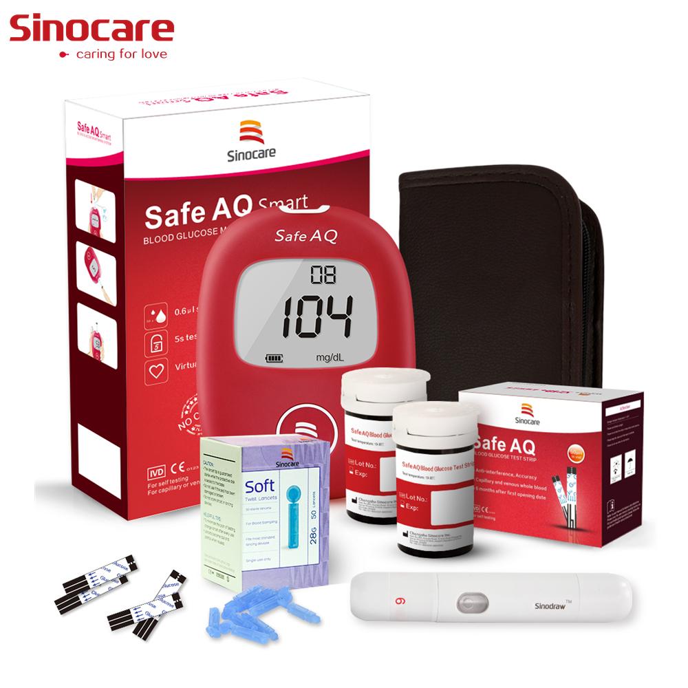 Sinocare Safe AQ Smart Glucometer Blood Glucose / Suger Test Meter Diabetes Test Machine Blood Glucose Monitoring System