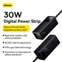 Baseus Charger Adapter PowerCombo Digital PowerStrip 3AC+2U+1C 30W with 1.5m power cord CN Black PSLA000001