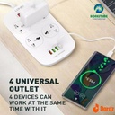 LDNIO Multiplug and Charger SC4407 4 POWER SOCKET + 4 USB DEFENDER SERIES 2500W